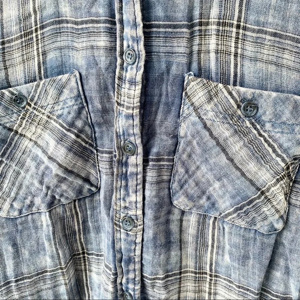 🌸Indigo Rein🌸 Long Sleeve Plaid Shirt Blue Sz M - Picture 5 of 9